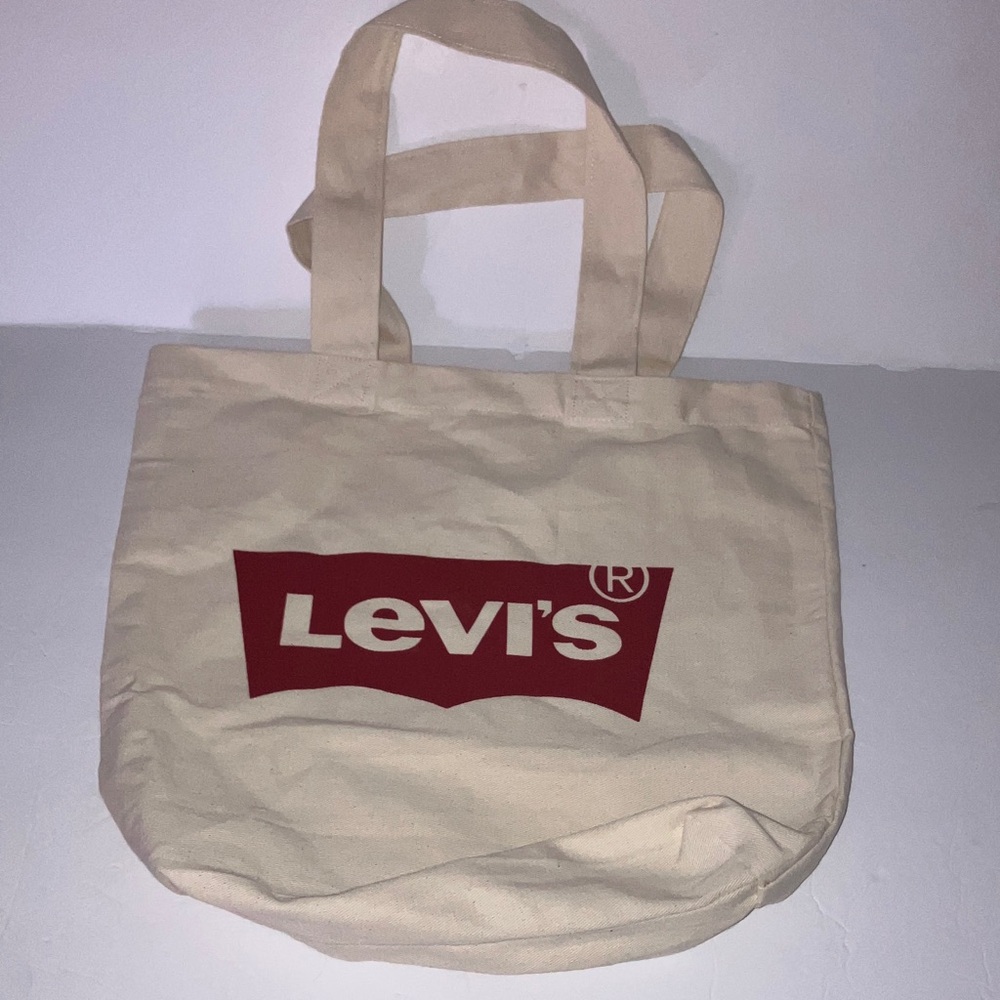 Levi's Cream Canvas Tote with Red‎ Logo 15x15